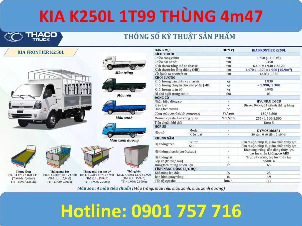 THÙNG XE KIA K250L